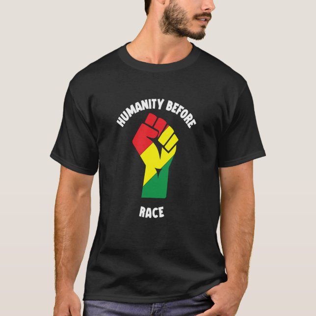 Humanity Fist Equality Black History Month Black P T-Shirt (Front)