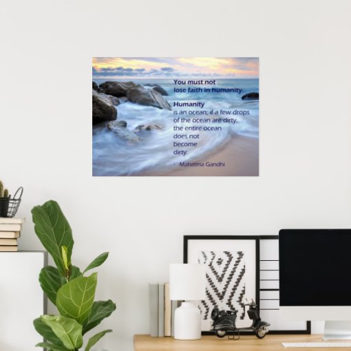 Humanity Is An Ocean - Mahatma Gandhi Quote Poster | Zazzle