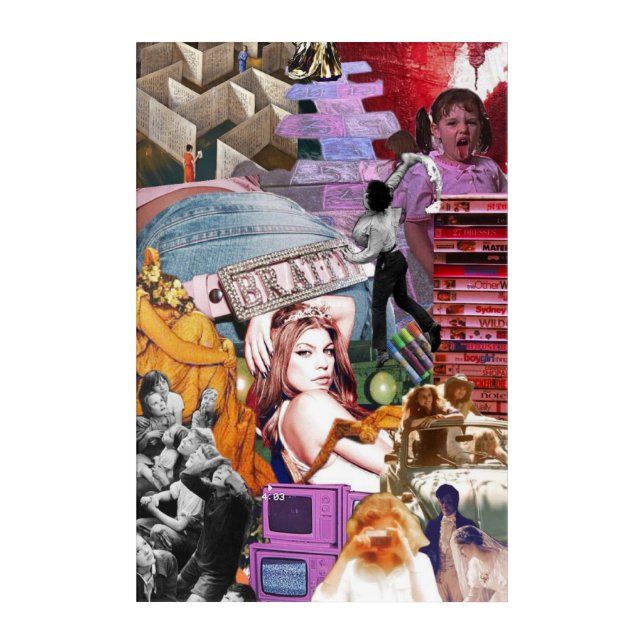 Humanity’s Youth – Retro Feminist Pop Collage Acrylic Print (Front)