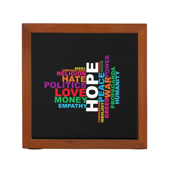 Humanity Word Cloud Desk Organizer (Front)