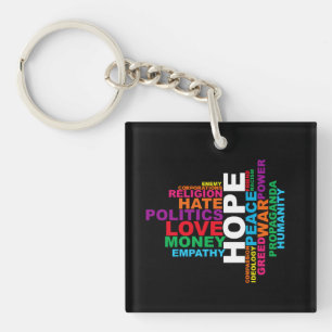 Humanity Word Cloud Keychain