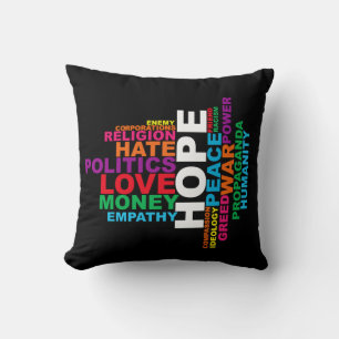 Humanity Word Cloud Throw Pillow