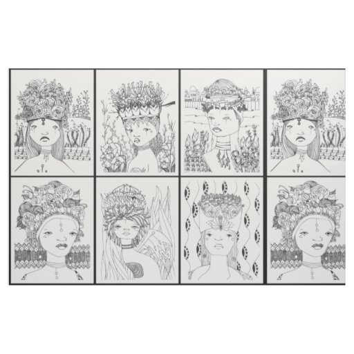 Humanoids in Headdresses  Fabric