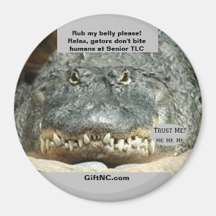 Humans at Senior TLC fun gator magnet