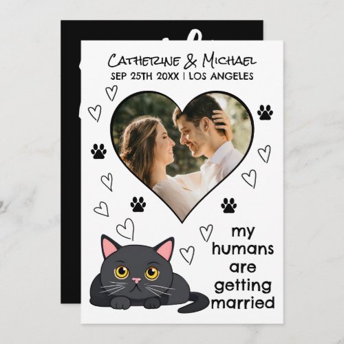 Humans Getting Married Cat Mom Dad Hand Drawn Save The Date