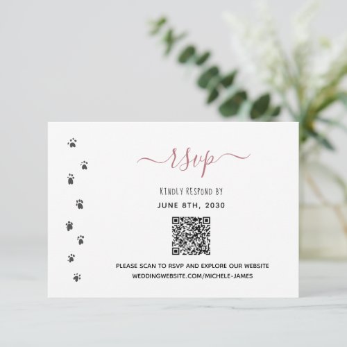 Humans Getting Married Custom Pet Wedding QR Code RSVP Card