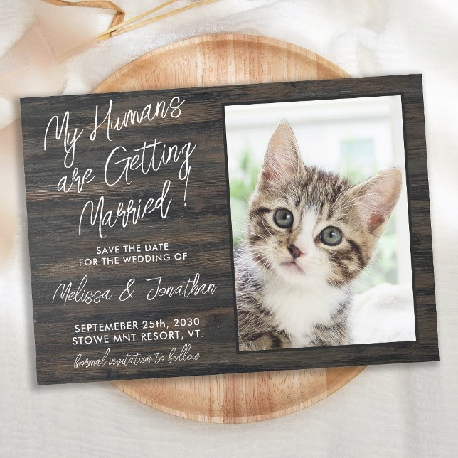 Humans Getting Married Custom Photo Rustic Pet Dog Save The Date (Creator Uploaded)