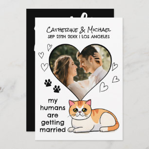 Humans Getting Married Cute Cat Lovers Hand Drawn Save The Date