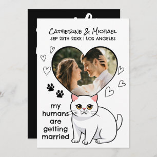 Humans Getting Married Cute Cat Lovers Hand Drawn Save The Date
