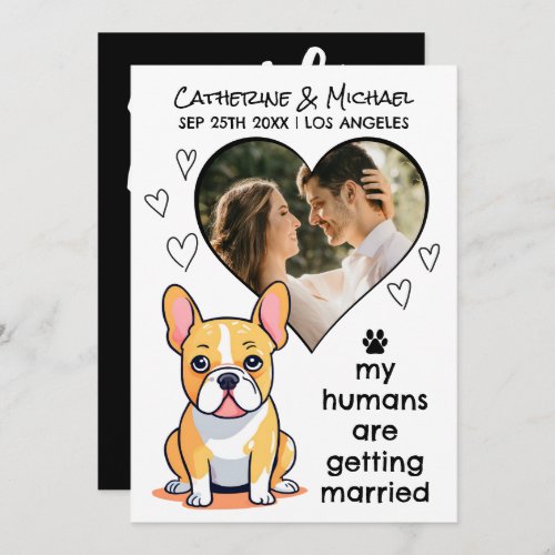 Humans Getting Married French Bulldog Hand Drawn Save The Date