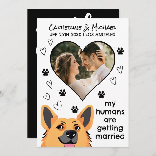 Humans Getting Married German Shepherd Hand Drawn Save The Date