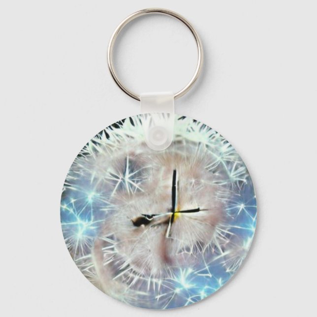 Humble dandelion clock A.I. enhanced photo.  Keychain (Front)