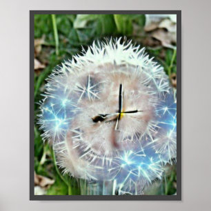 Humble dandelion clock A.I. enhanced photo. Poster