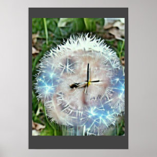 Humble dandelion clock A.I. enhanced photo. Poster