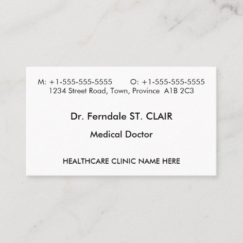 Humble Healthcare Professional Business Card