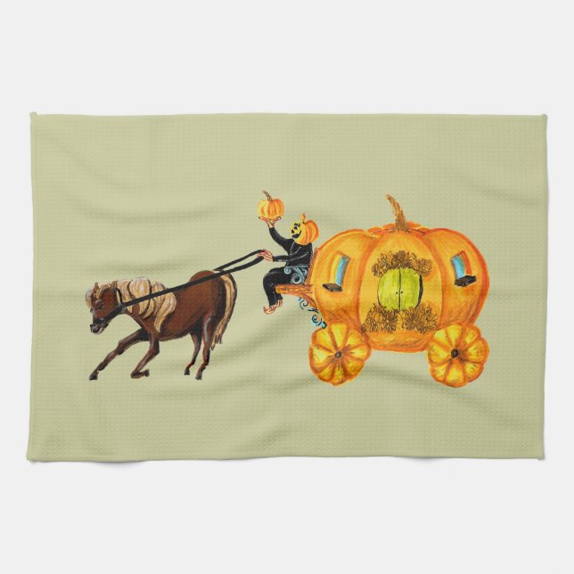 Humble Horse Pumpkin horseman & carriage towel (Horizontal)