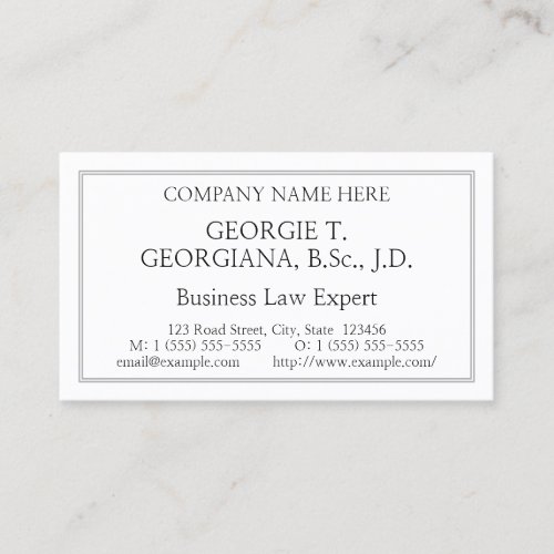 Humble Professional Attorney Business Card