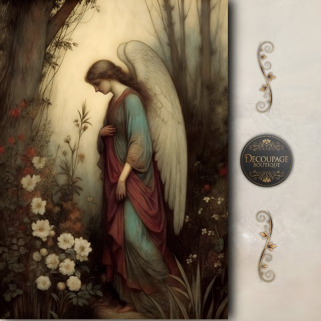 Humble Woodland Angel Floral Prayer Decoupage Tissue Paper (Humble Woodland Angel Floral Prayer Decoupage)