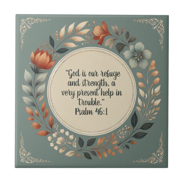 Humble Wreath Bible Verse Customizable Ceramic Tile (Front)
