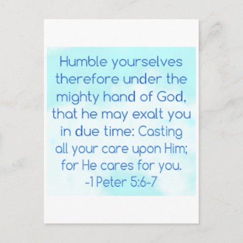 Humble Yourselves for He Cares for You Postcard
