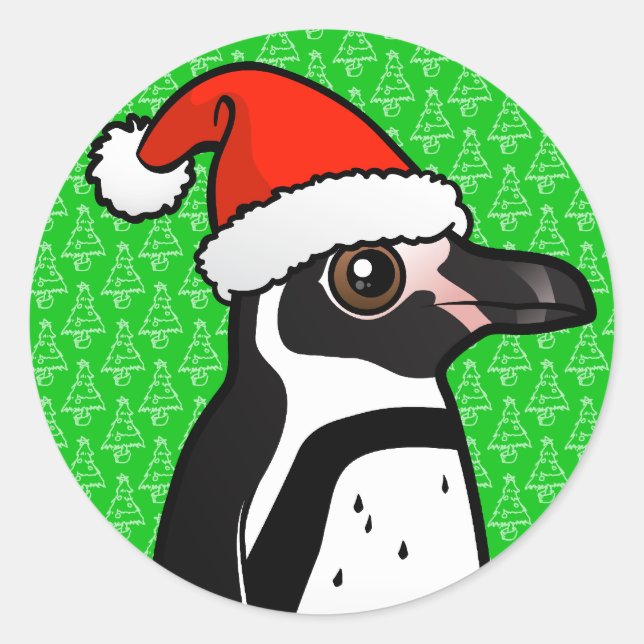 Humboldt Penguin Santa Classic Round Sticker (Front)