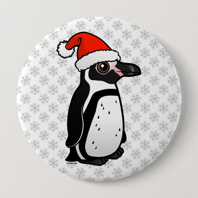 Humboldt Penguin Santa Pinback Button (Front)