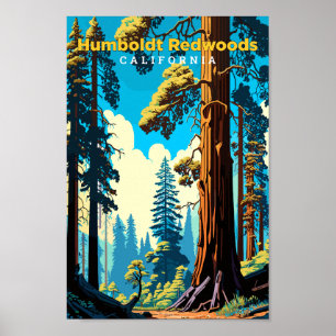 Humboldt Redwoods California Travel Art Vintage Poster