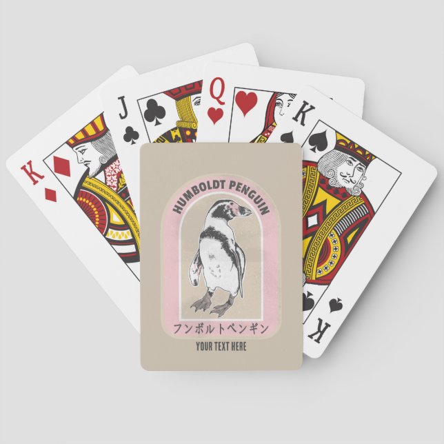Humbolt penguin Japanese writing Poker Cards (Back)