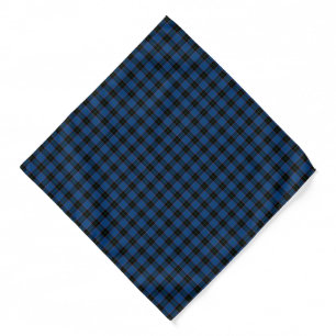 Hume Clan Tartan Royal Blue and Black Plaid Bandana