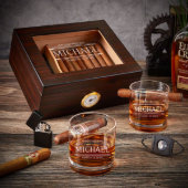 Humidor with Set of 2 Engraved Cigar Glasses (Front)