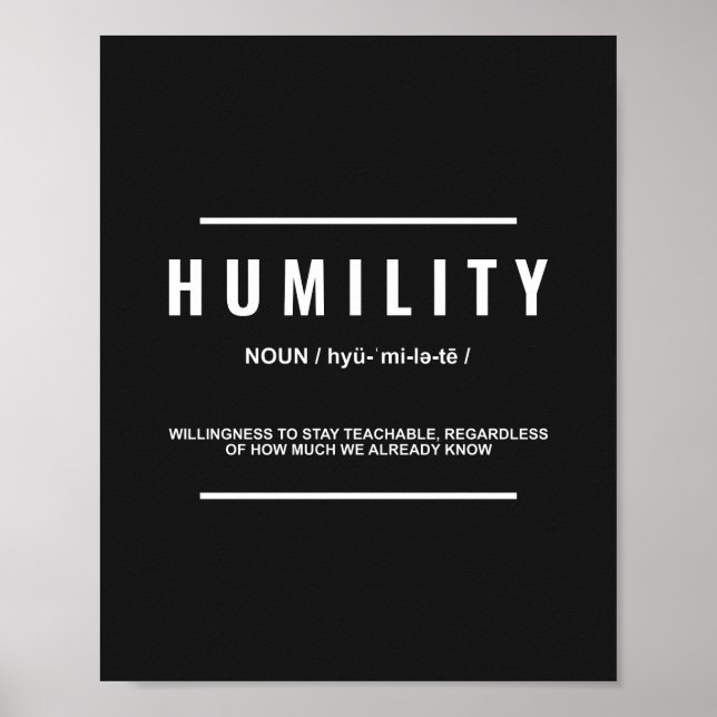Humility Definition | Inspirational Quote Poster (Front)