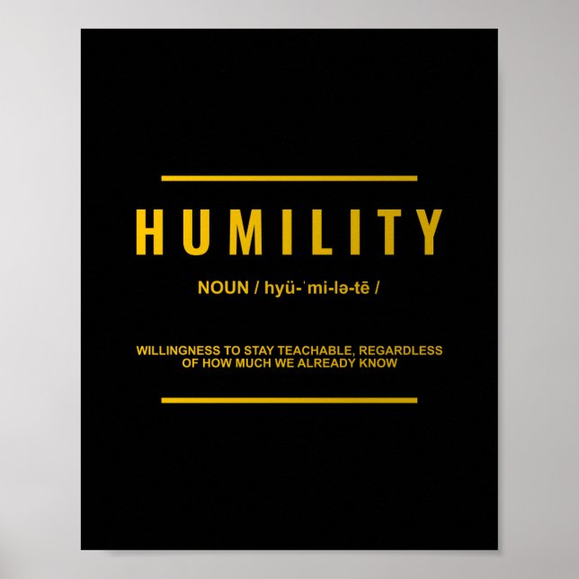 Humility Definition | Inspirational Quote Poster (Front)