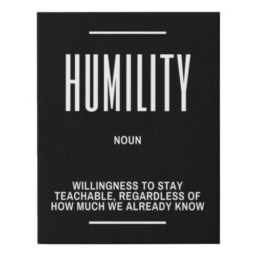 HUMILITY Definition Quote Faux Canvas Print