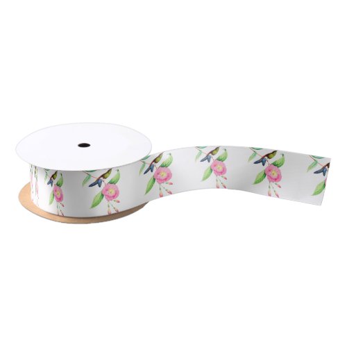 Humingbird And Hybiscus Satin Ribbon