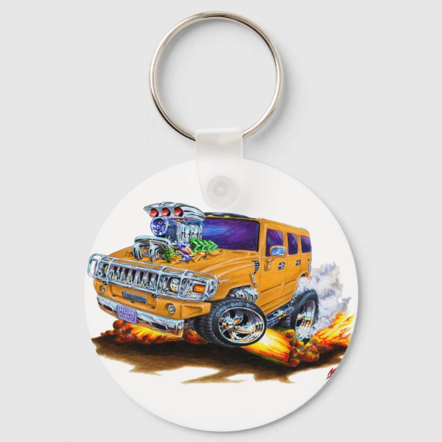 Hummer H2 Orange Truck Keychain (Front)