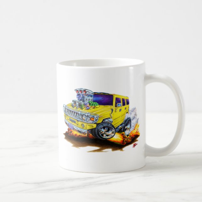 Hummer H2 Yellow Truck Coffee Mug (Right)
