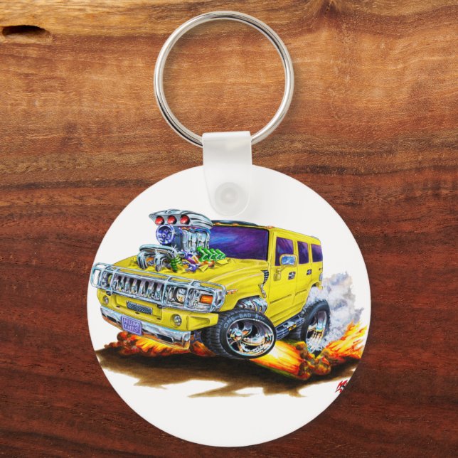 Hummer H2 Yellow Truck Keychain