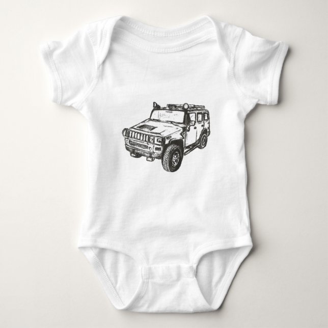 Hummer Truck Art Baby Bodysuit (Front)
