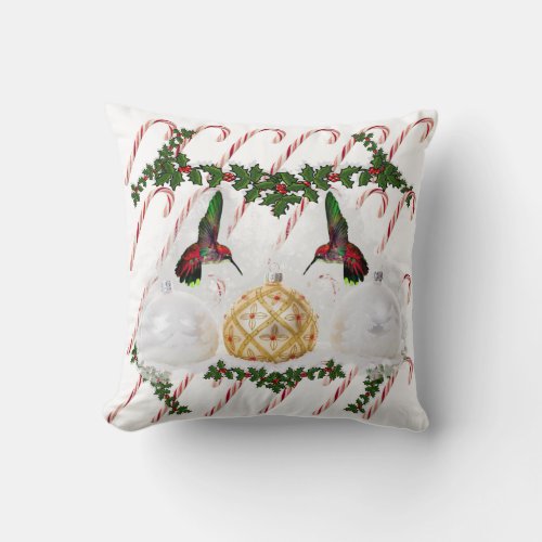 Hummers  Candy Canes Throw Pillow