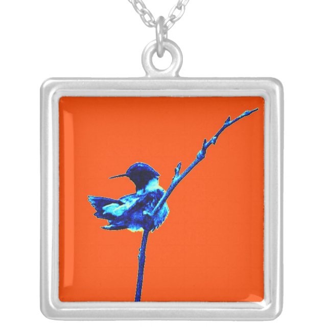 Humming Bird 1 Silver Plated Necklace (Front)