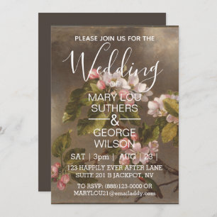 Humming Bird and Apple Blossoms Wedding Invitation