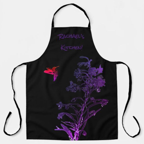 Humming Bird and Flowers Add Name Apron