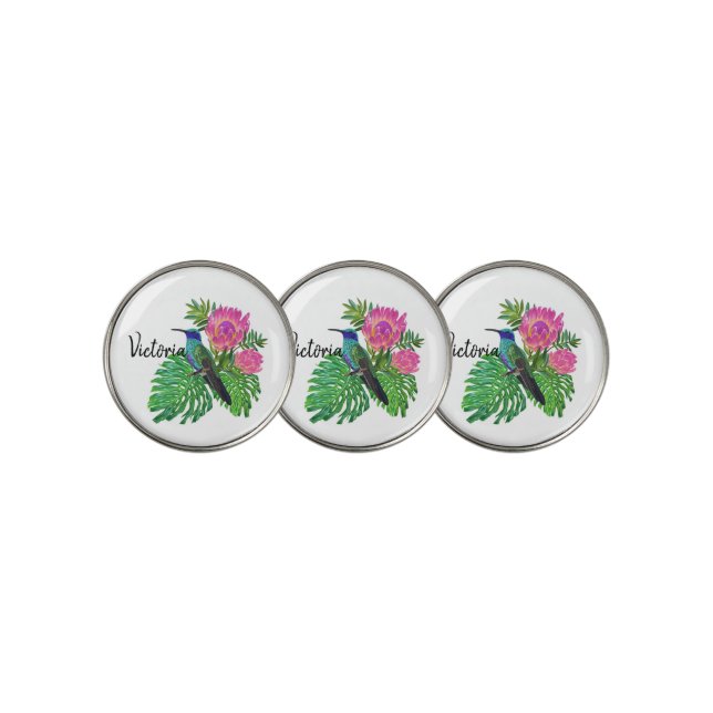 Humming Bird and Flowers Golf Ball Marker (3 Up)