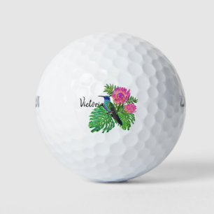 Humming Bird and Flowers Golf Balls