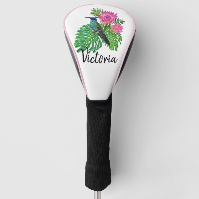 Humming Bird and Flowers  Golf Head Cover (Front)