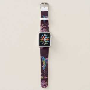 Humming bird and orchid exotic tropical flowers se apple watch band