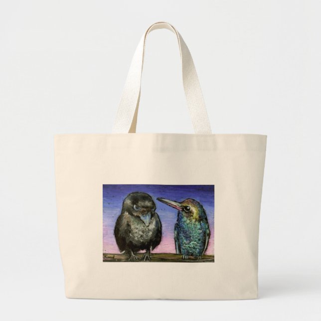 Humming bird and raven large tote bag (Front)