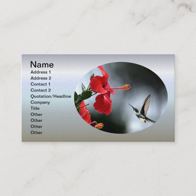 Humming Bird and Red Flower Business Card (Front)