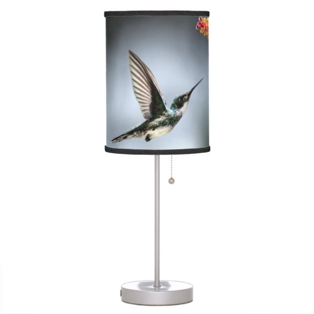 Humming Bird and Red Flower Table Lamp (Left)