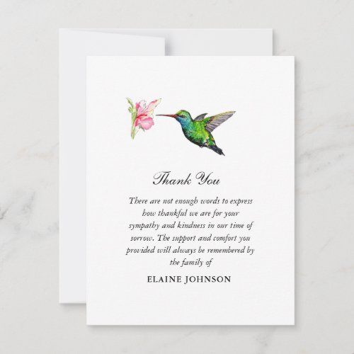 Humming bird Floral Funeral Photo Thank you 